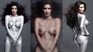 Mira fotos de Kim Kardashian desnuda con pintura corporal plateada en Porno dominicano
